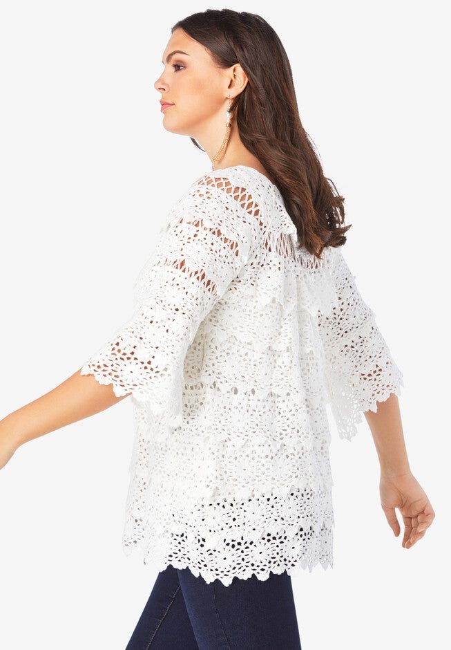 Tiered Crochet Sweater, , alternate image number 2