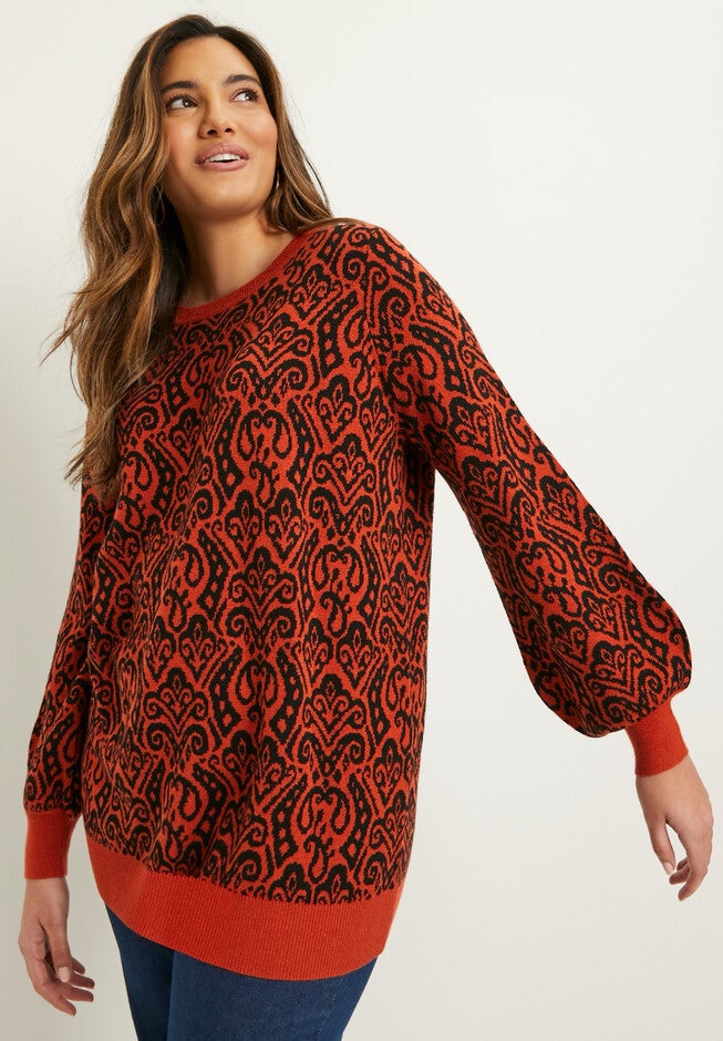 Jacquard Pullover Sweater, , alternate image number null