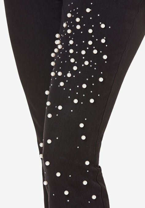 Pearl & Rhinestone Skinny Jean, , alternate image number null