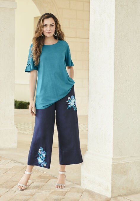 Lace-Sleeve Tee, , alternate image number null