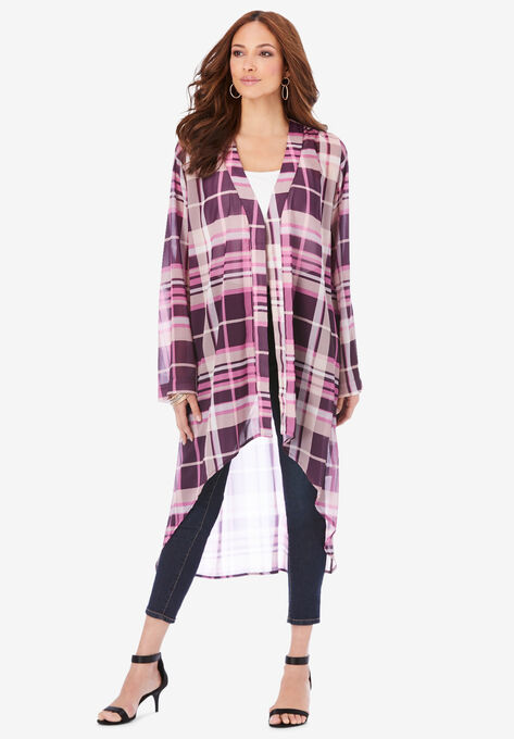 Plaid Duster, BERRY BOLD PLAID, hi-res image number null