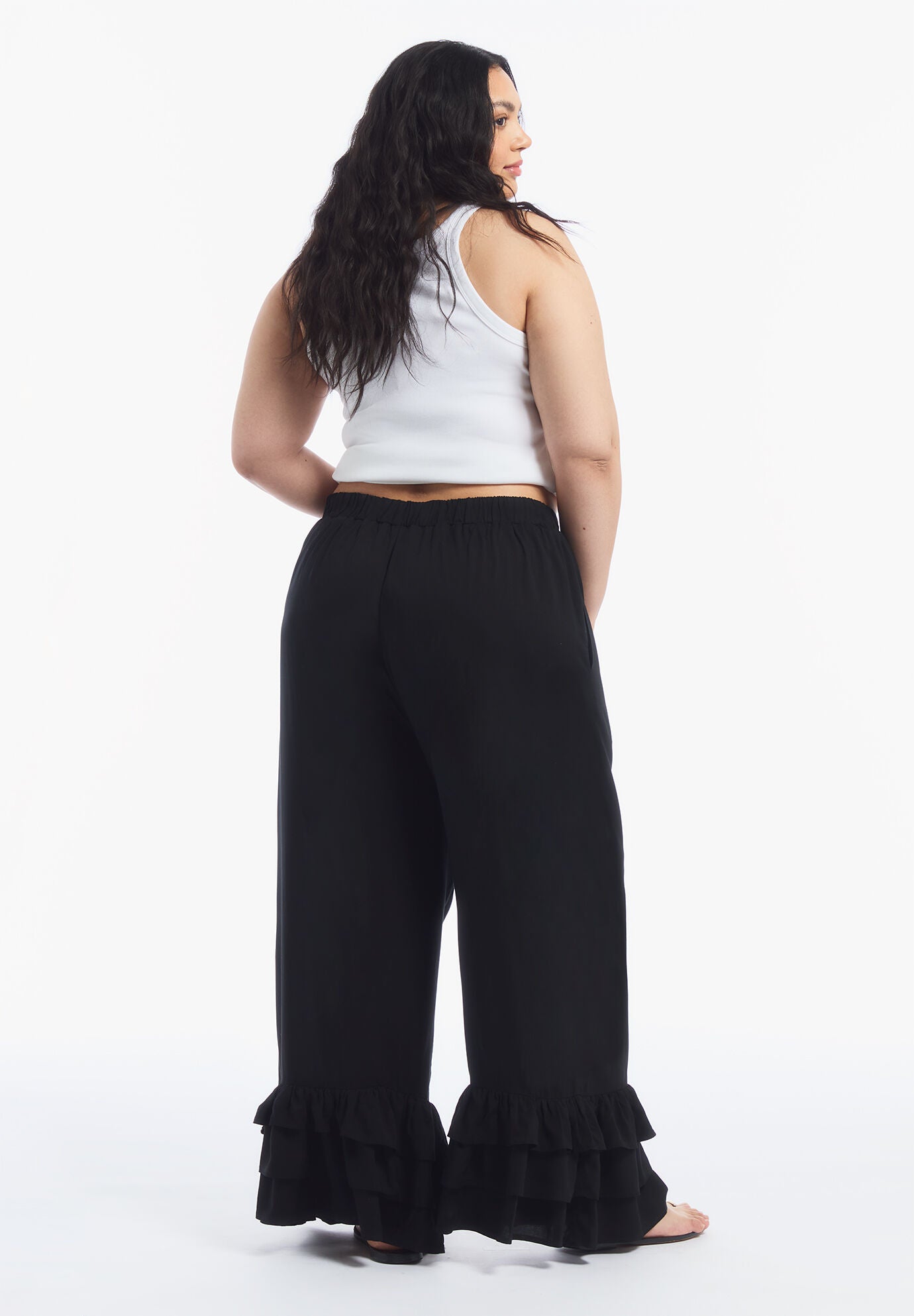 Ruffled Hem Pant, BLACK ONYX, alternate image number 2