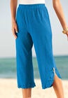 Crinkle-Knit Gauze Eyelet Capri, , alternate image number null