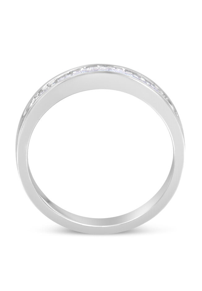 Sterling Silver Diamond Channelset Stackable Band Ring, , on-hover image number 1