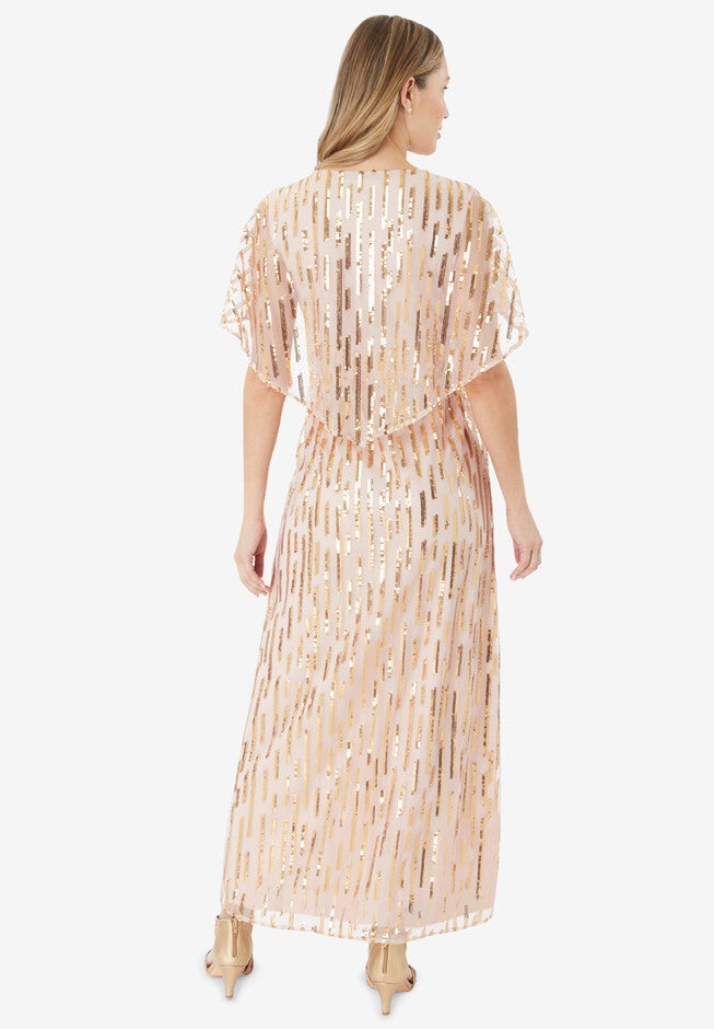 Sequined Capelet Gown, , on-hover image number null