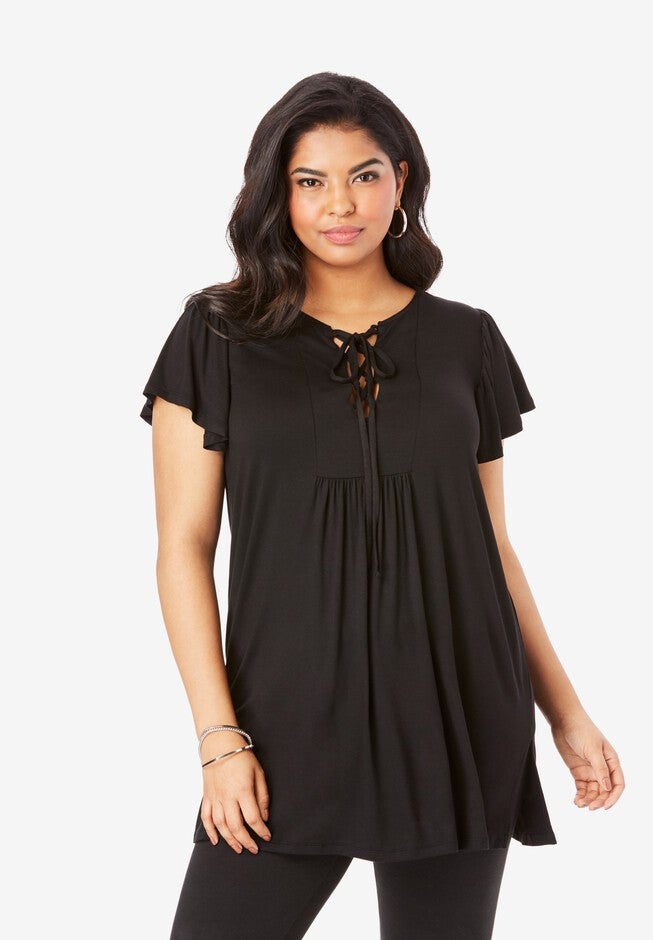 Lace-Up Ultra Femme Tunic, BLACK, hi-res image number 0