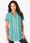 Seersucker Big Shirt, JADE SEERSUCKER STRIPE, hi-res image number null