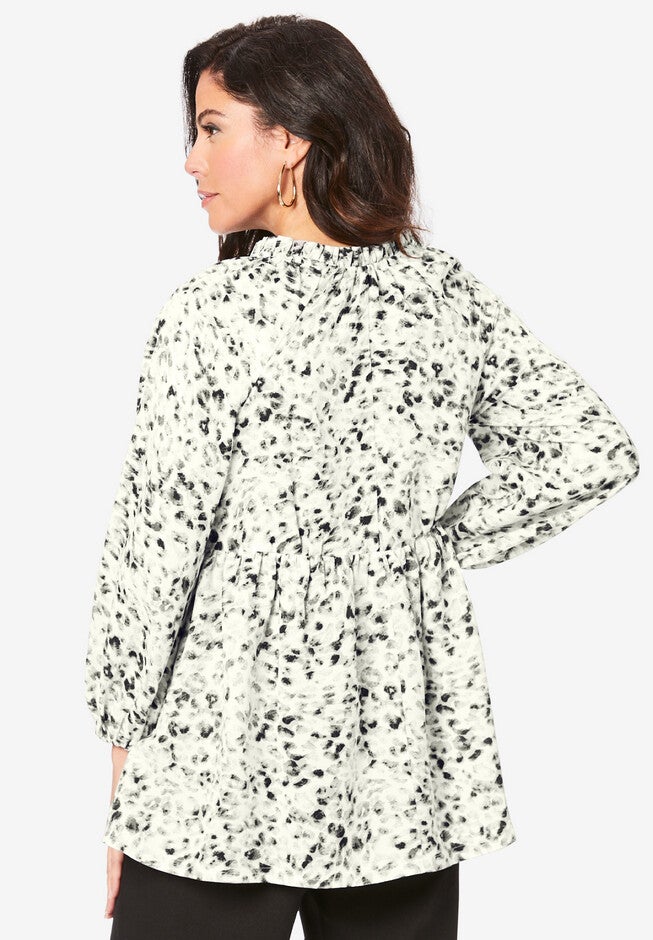 Tie-Neck Georgette Big Shirt., , on-hover image number null