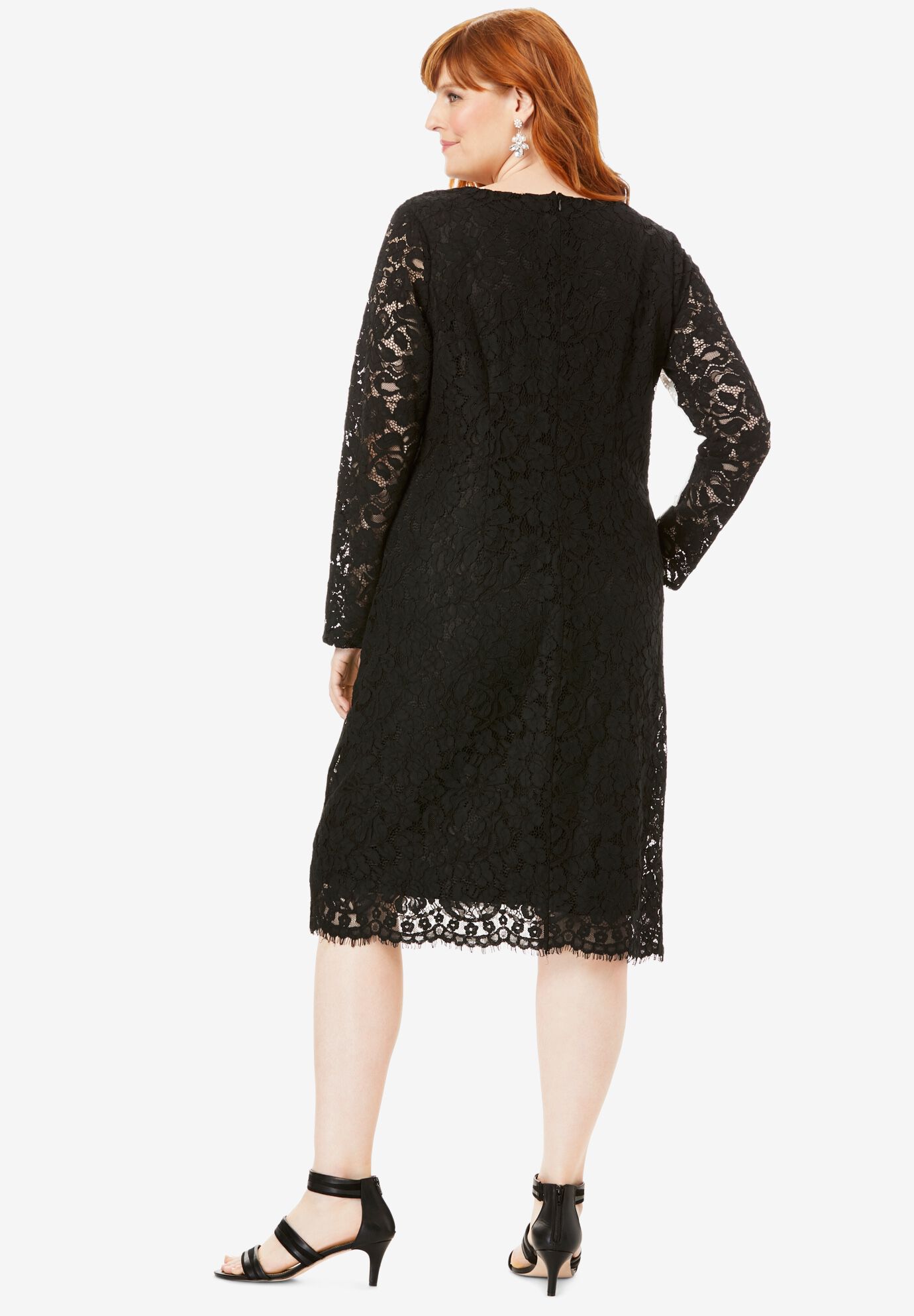 Colorblock Lace Dress, WHITE, on-hover image number 1