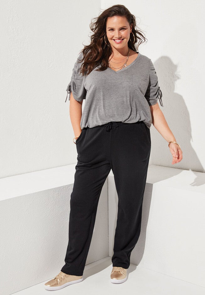Straight-Leg French Terry Pant with Drawstring, , alternate image number null