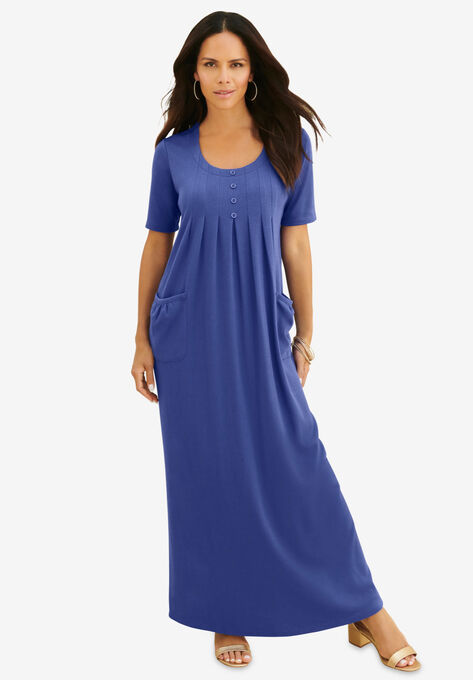 Soft Knit Short-Sleeve Maxi Dress, ULTRA BLUE, hi-res image number null