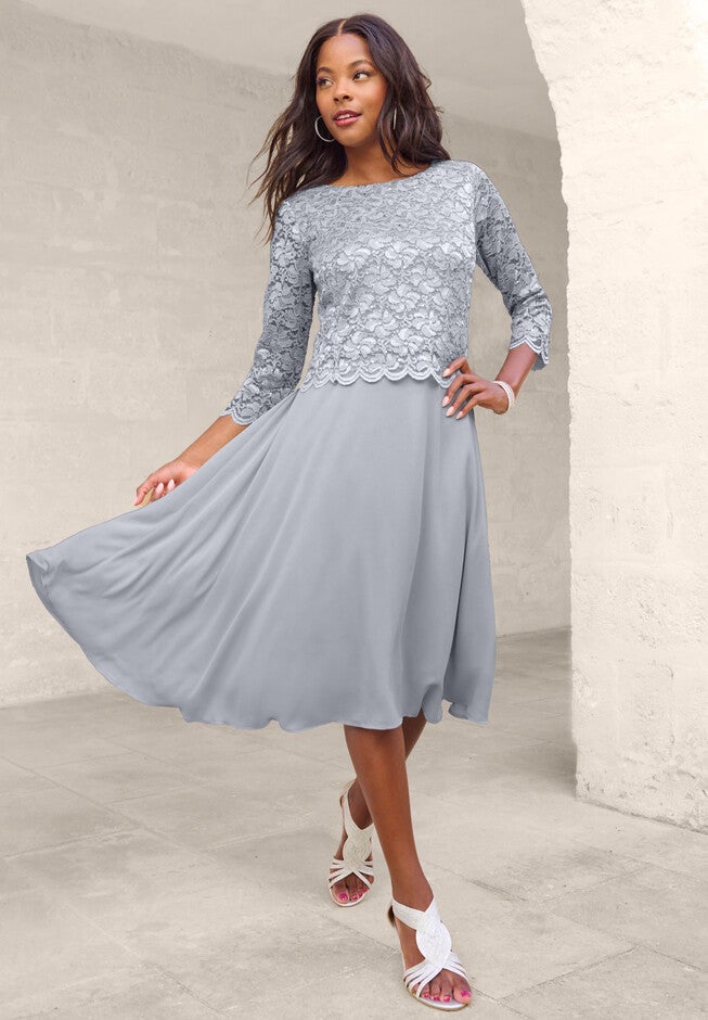 Embellished Lace & Chiffon Dress, , alternate image number 3