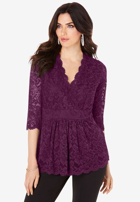 Surplice Lace Top, DARK BERRY, hi-res image number null