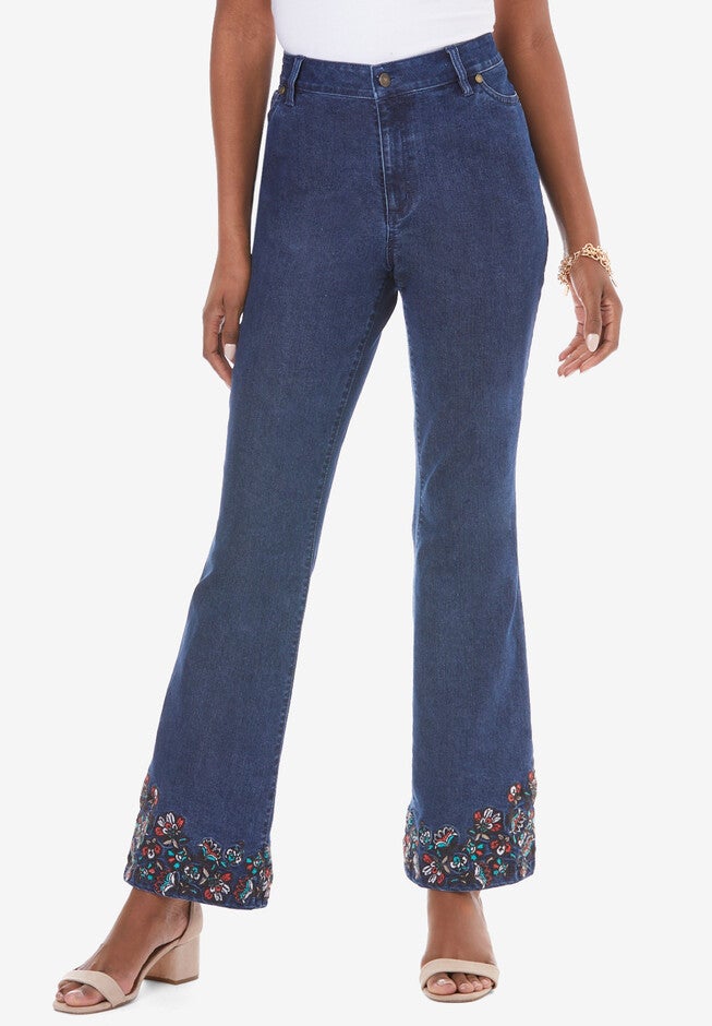 Batik Embroidered Bootcut Jean, MULTI BATIK EMBROIDERY, hi-res image number null