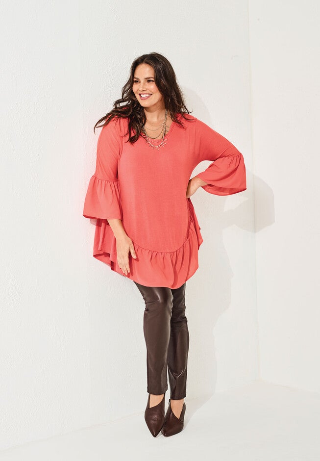 Ruffle-Hem Drape Tunic, , alternate image number 4