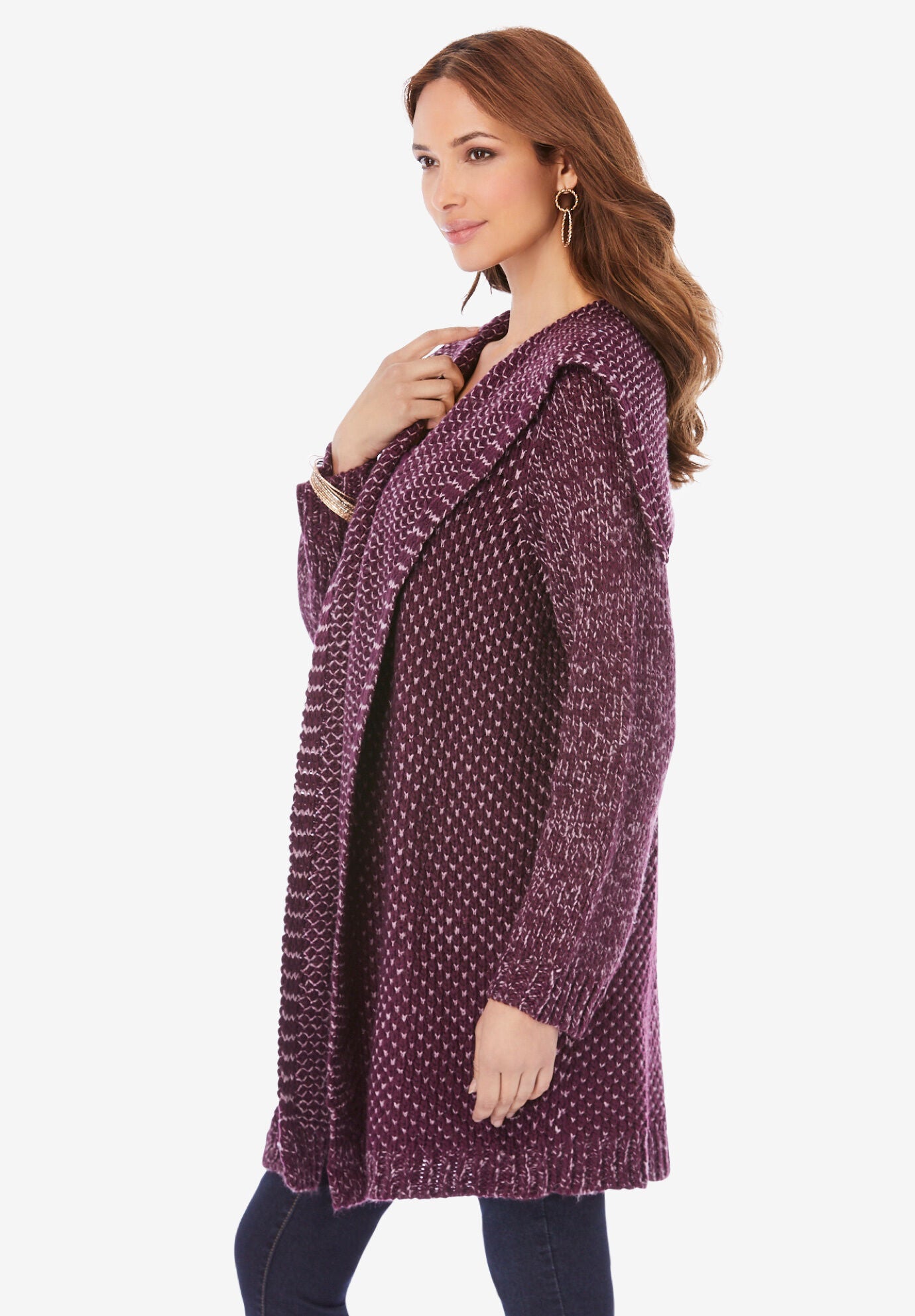 Marled Open Cardigan, , alternate image number 2