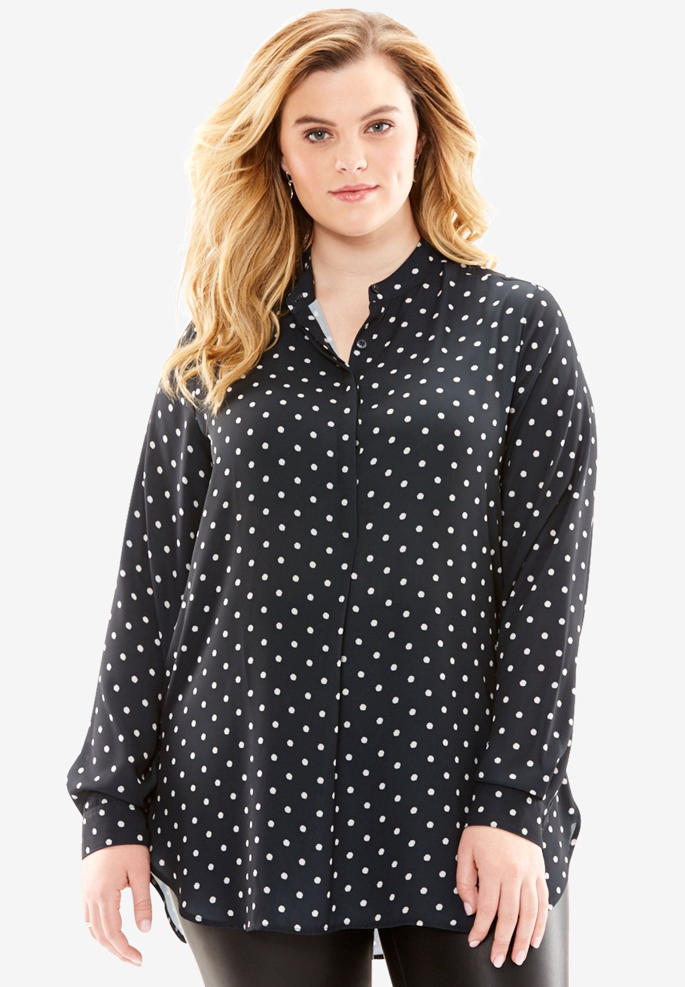 denim polka dot shirt