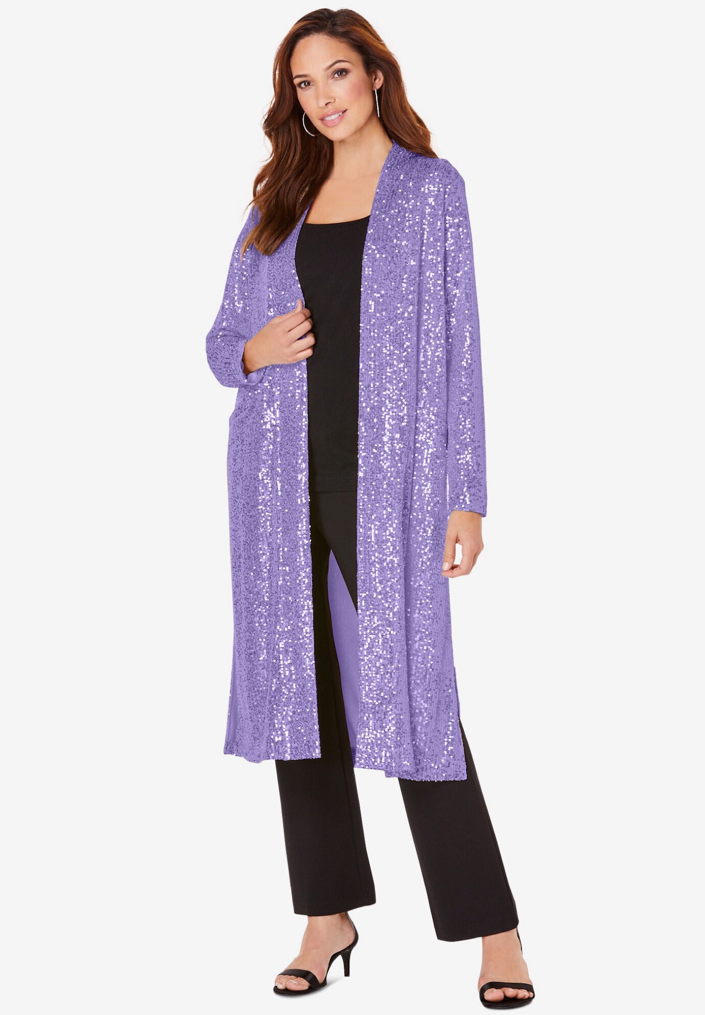 Long sequin duster coat clearance