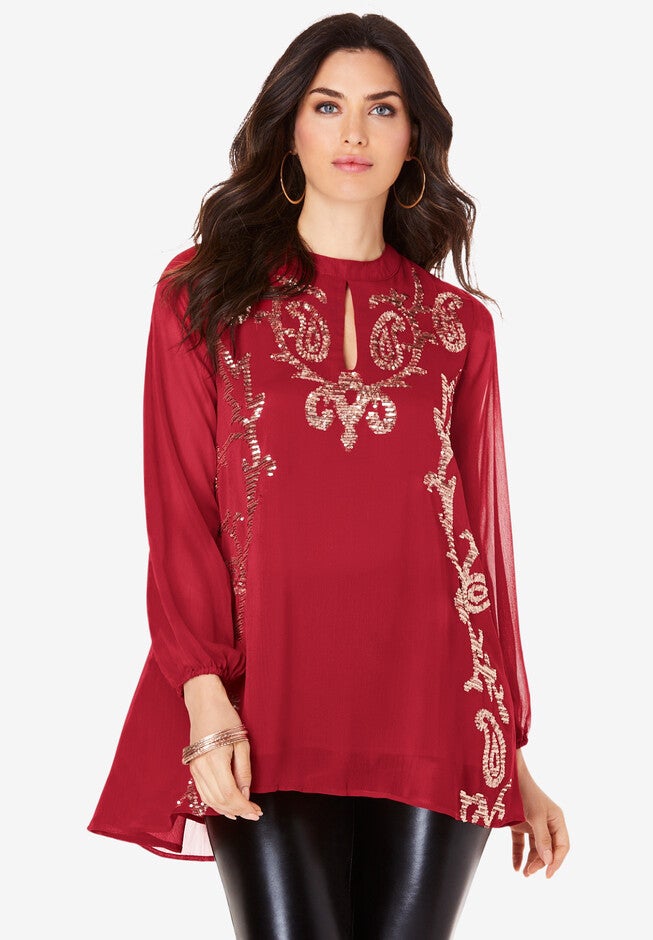 Embellished Keyhole Tunic, CLASSIC RED, hi-res image number 0
