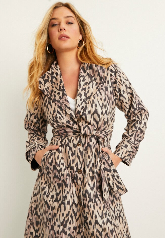 Faux-Suede Trench Coat, , alternate image number 2
