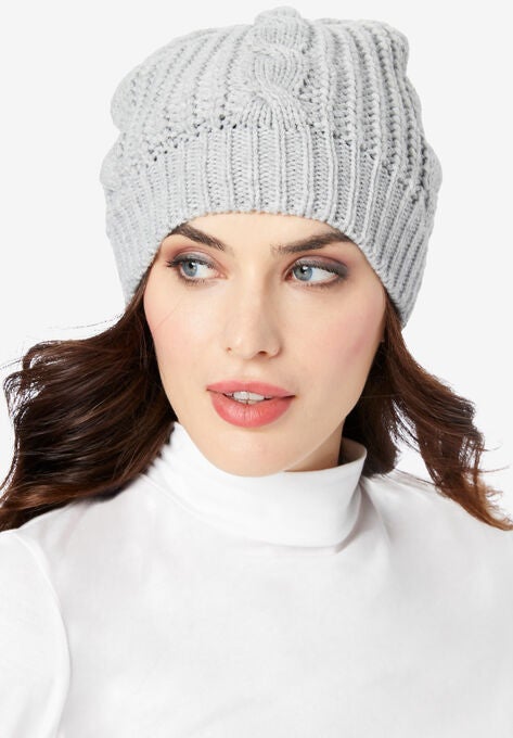 Cable-Knit Hat, HEATHER GREY, hi-res image number null