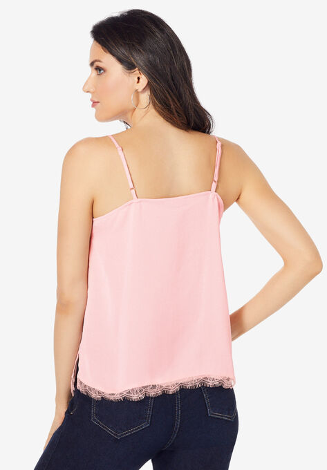 Lace-Trim Satin Cami, , on-hover image number null