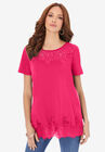 Lace-Trim T-Shirt, PINK BURST, hi-res image number null
