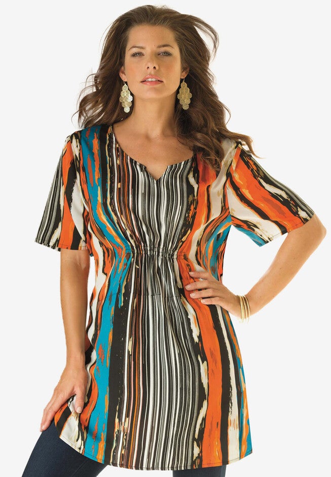 Kia Printed Scoopneck Tunic, SUNSET STRIPE, hi-res image number null