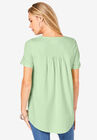 Keyhole Pleated Short-Sleeve Ultimate Tee, , on-hover image number null