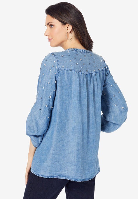 Glam-Embellished Big Shirt, , on-hover image number null