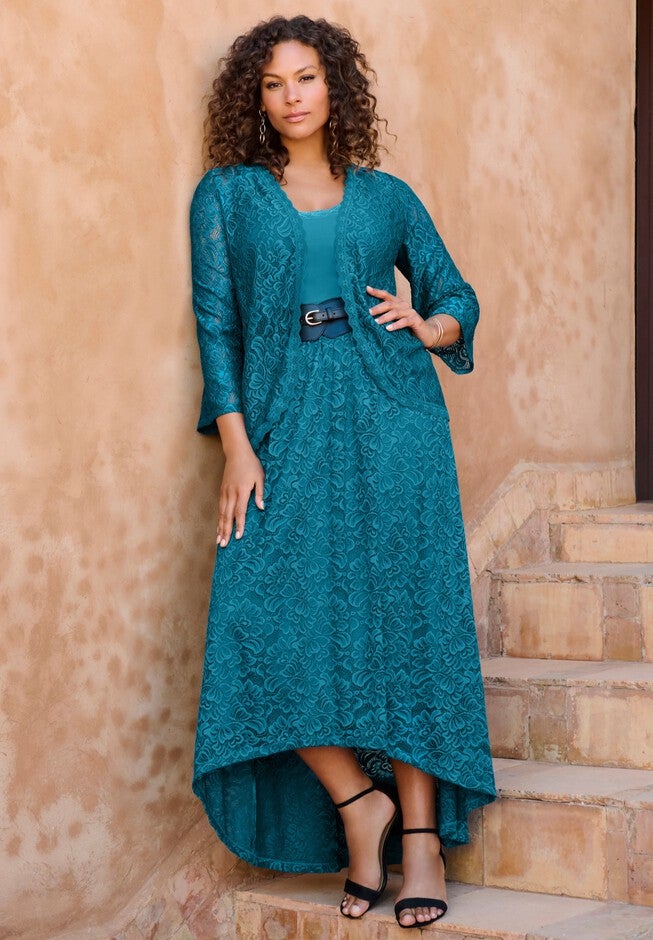Paisley Lace High-Low Tiered Skirt, , alternate image number null