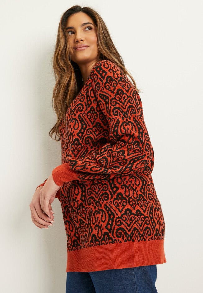 Jacquard Pullover Sweater, , alternate image number null