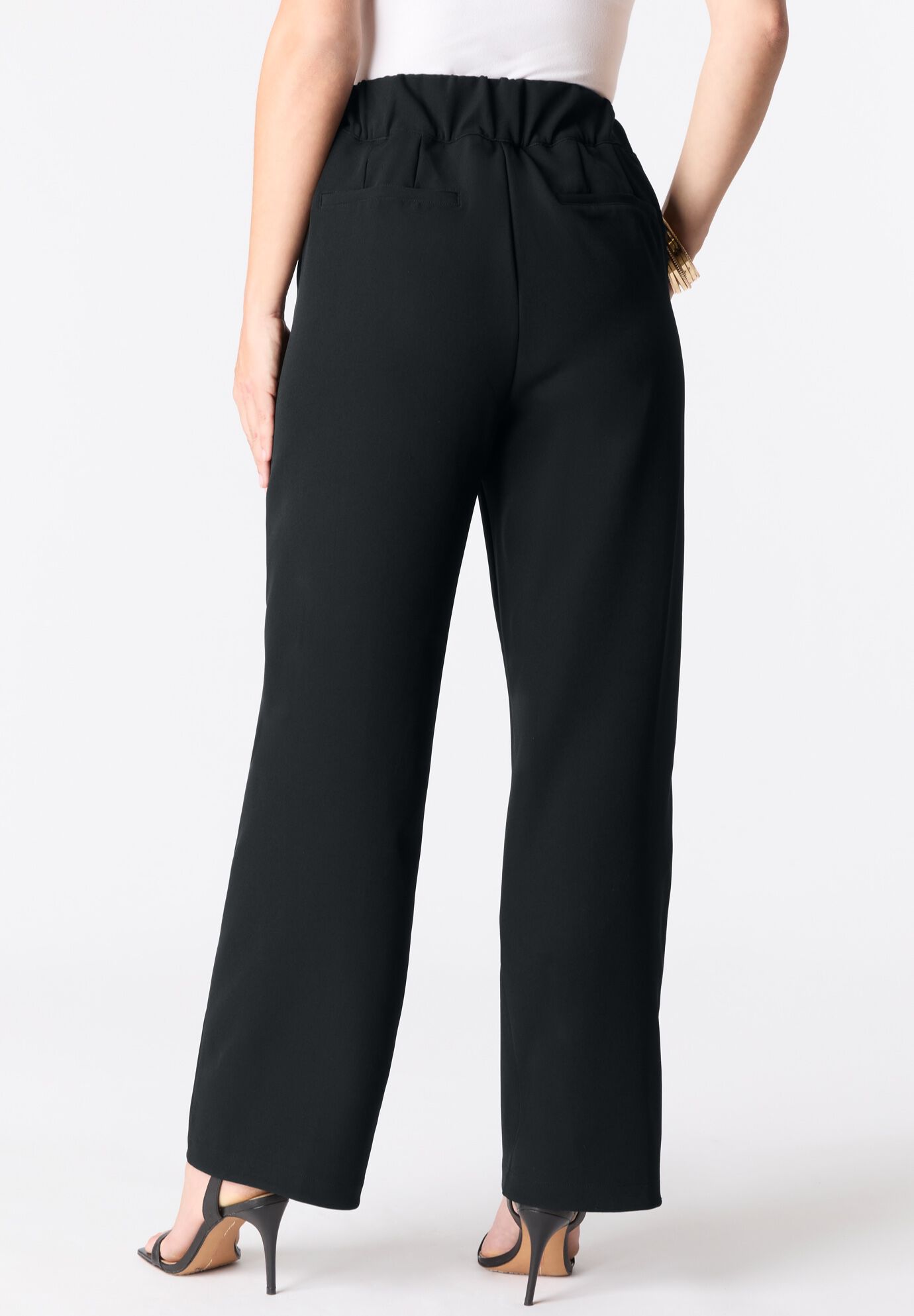 Plus Size Bi-Stretch Wide Leg Pant, BLACK, on-hover image number 1