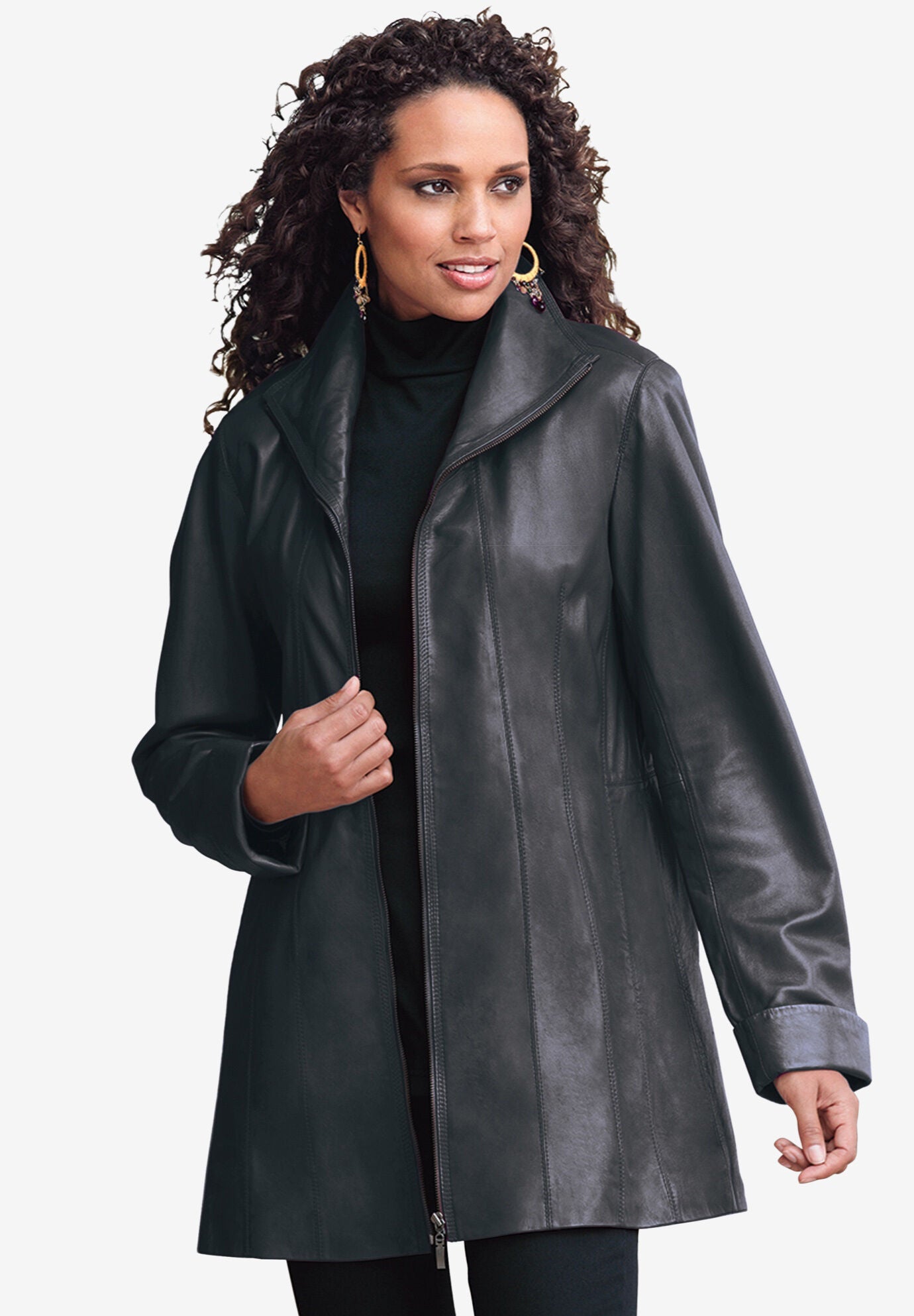 A Line Leather Jacket