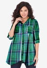 Soft Plaid Button-Up Big Shirt, MIDNIGHT VINE MEDALLION PLAID, hi-res image number null