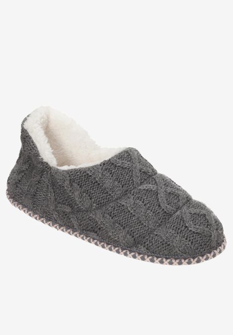 Dearfoams Cable Knit Slipper Bootie Plus Size Ankle Boots