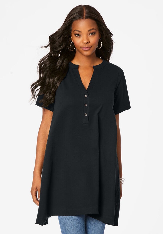 Button-Detailed Ultimate Tunic, BLACK, hi-res image number null