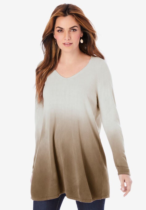 Fine Gauge Ombré Sweater, BROWN SUGAR, hi-res image number null