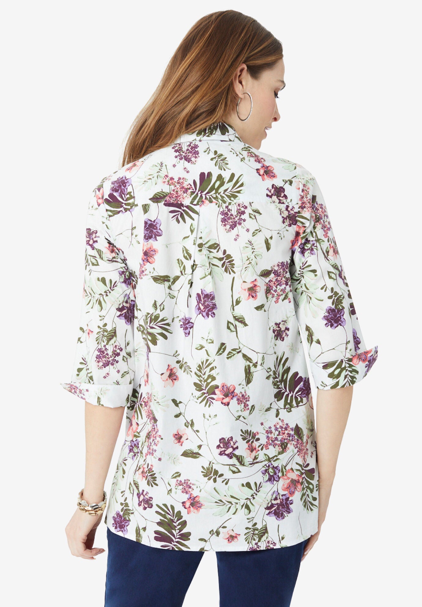 Pleated Stretch-Poplin Tunic, , on-hover image number 1