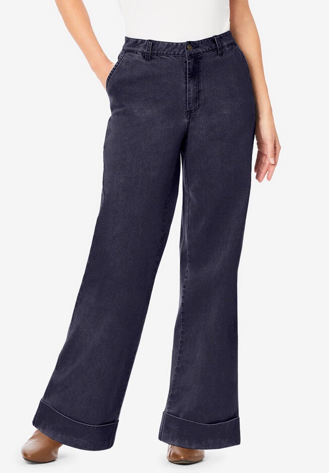 Invisible Stretch® Contour High-Waisted Wide-Leg Jean, INDIGO WASH, hi-res image number 0