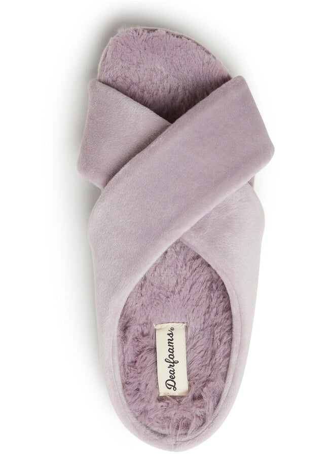 Maeve Velour Crisscross Molded Footbed Slide, , alternate image number null
