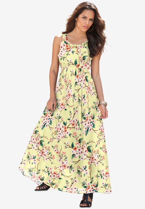 Romantic Ruffle Dress, BANANA CHERRY BLOSSOM, hi-res image number null