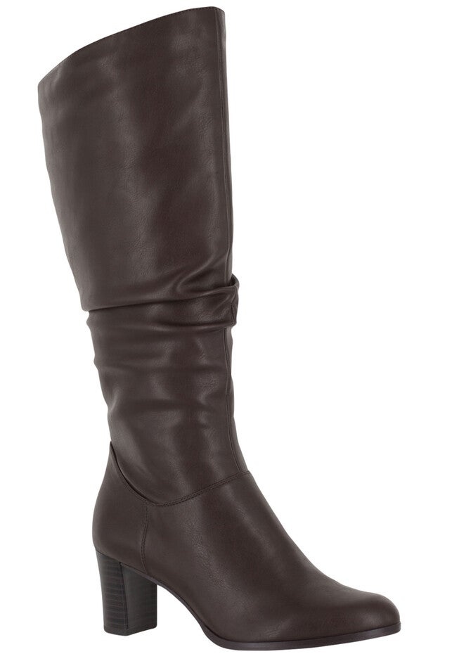 Tessla Wide Calf Boots by Easy Street®, DARK BROWN, hi-res image number null