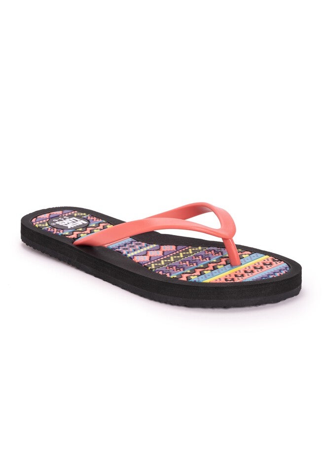 MukLuks Peri Flip Flops, CORAL BLACK MULTI, hi-res image number null