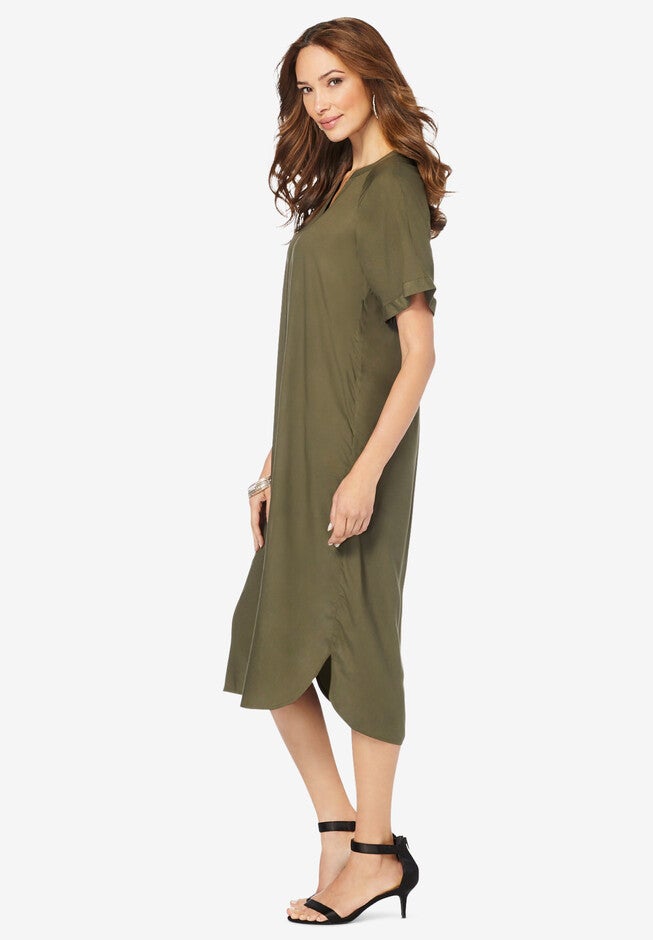 Y-Neck Shirtdress, , alternate image number 2