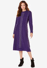 Embellished Fit-And-Flare Dress, MIDNIGHT VIOLET, hi-res image number null