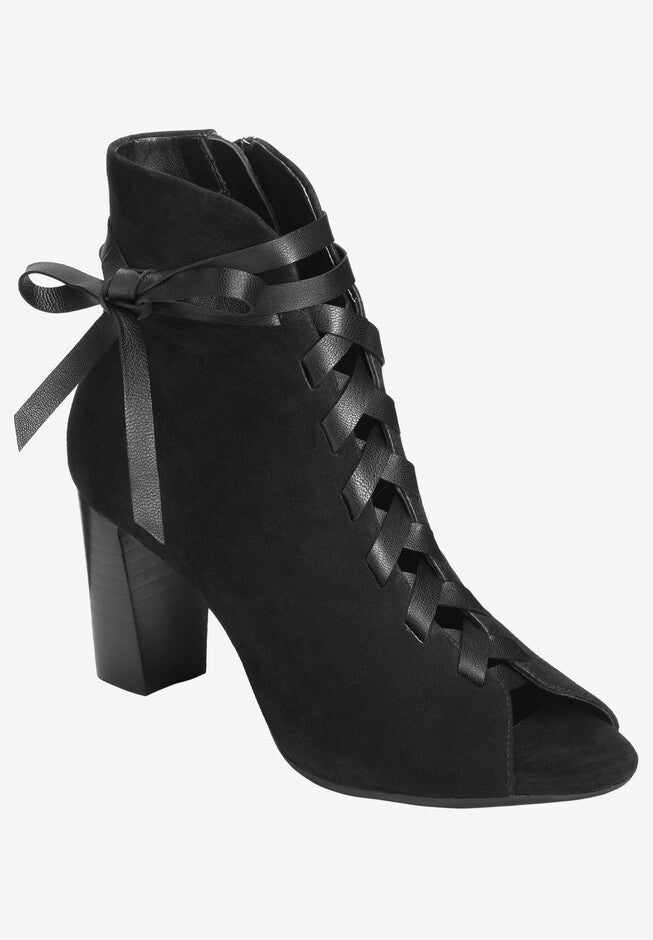 Pretty Bird Bootie by Aerosoles®, BLACK SUEDE, hi-res image number null