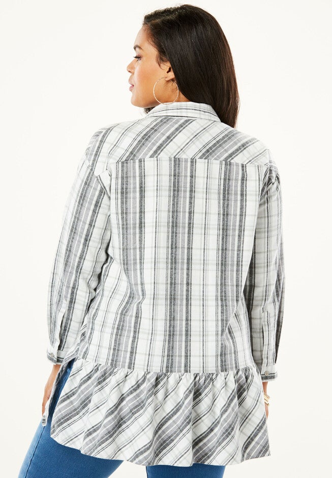 Plaid Peplum Back Tunic, , on-hover image number null