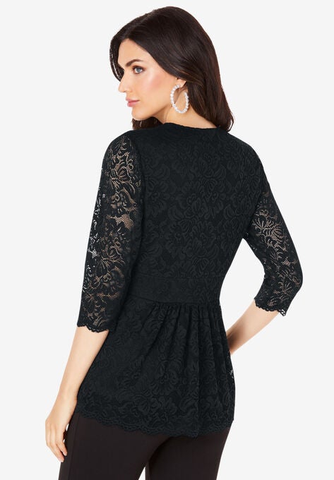Surplice Lace Top, , on-hover image number null