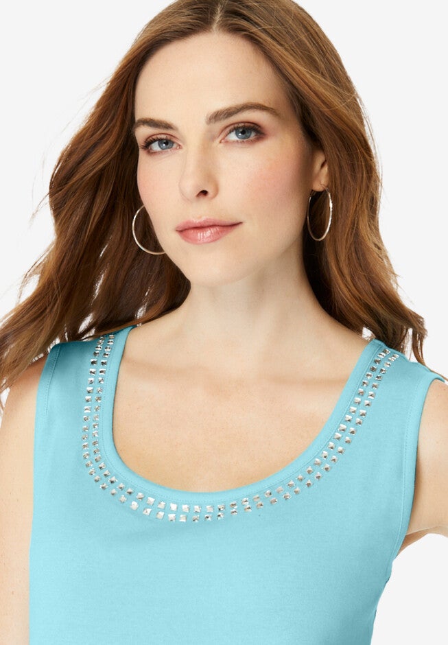 Rhinestone-Trimmed Tank, , alternate image number null
